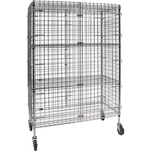 Security Cart, Chrome Plated, 48" x 69" x 24", 500 lbs. Capacity Fastek