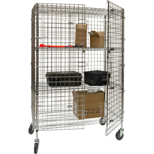 Security Cart, Chrome Plated, 48" x 69" x 24", 500 lbs. Capacity Fastek