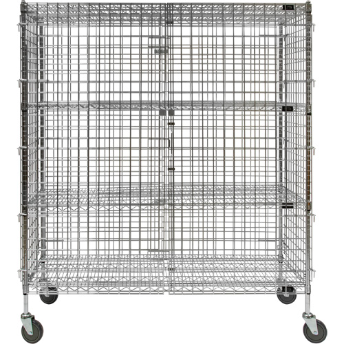Security Cart, Chrome Plated, 60" x 69" x 24", 500 lbs. Capacity Fastek