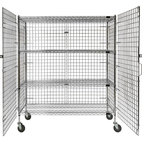Security Cart, Chrome Plated, 60" x 69" x 24", 500 lbs. Capacity Fastek