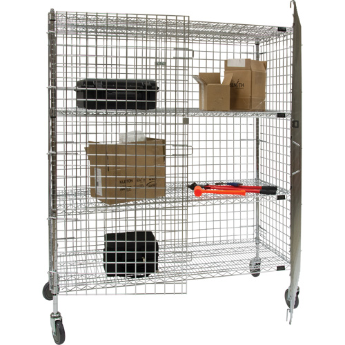 Security Cart, Chrome Plated, 60" x 69" x 24", 500 lbs. Capacity Fastek