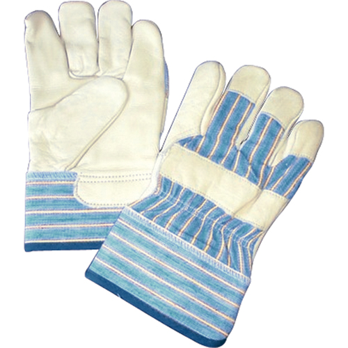 Lined Gloves, One Size, Grain Cowhide Palm, Cotton Fleece Inner Lining Fastek