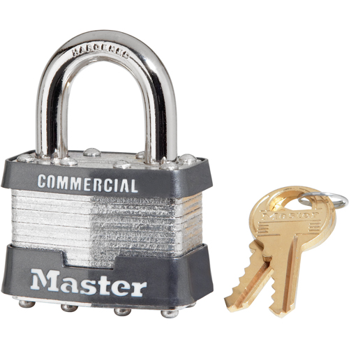 Commercial Padlock, Keyed Different, Laminated Steel, 1-3/4" Width Fastek