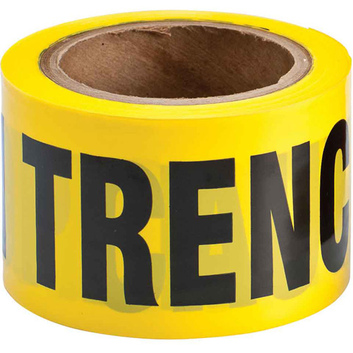 Barricade Tape, English, 3" W x 200' L, 3 mils, Black on Yellow Fastek