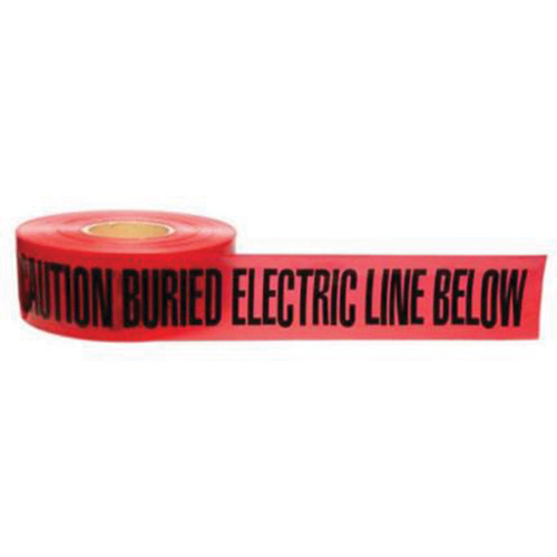 "Buried Electric Line" Identoline&reg; Underground Warning Tape, 3" W x 1000' L, Black on Red Fastek