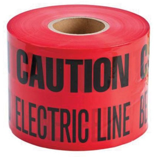 "Buried Electric Line" Identoline&reg; Underground Warning Tape, 6" W x 1000' L, Black on Red Fastek