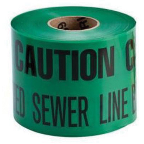 "Buried Sewer Line" Identoline&reg; Underground Warning Tape, 6" W x 1000' L, Black on Green Fastek
