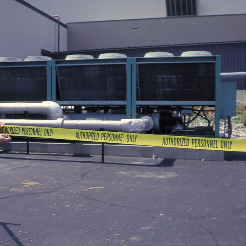 Barricade Tape, English, 3" W x 1000' L, 2 mils, Black on Yellow Fastek