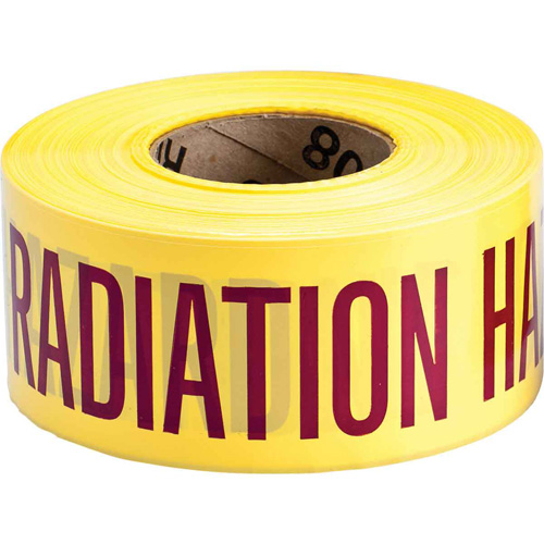 Barricade Tape, English, 3" W x 200' L, 3 mils, Magenta on Yellow Fastek