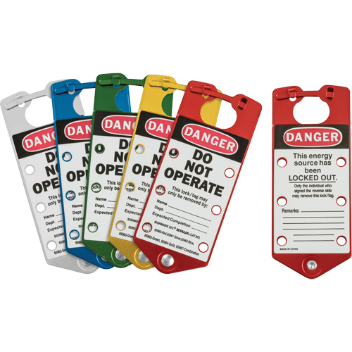 Labeled Lockout Hasps, Blue/Green/Red/Silver/Yellow Fastek