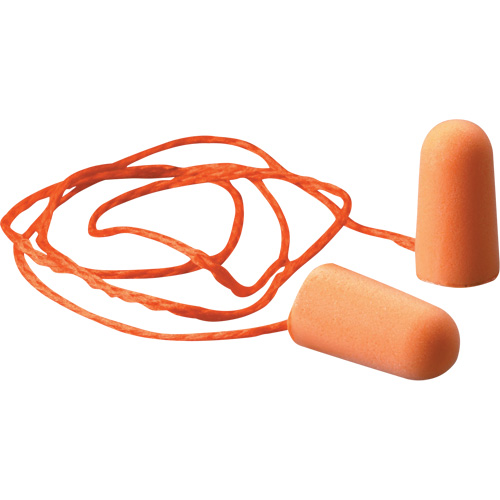 Bouchons d'oreilles en mousse E-A-R, Paire - Sac en poly, Avec cordon Fastek