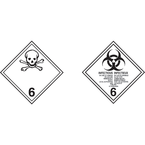 TDG Shipping Labels, Class 6.1, Toxic Substances, Paper Fastek