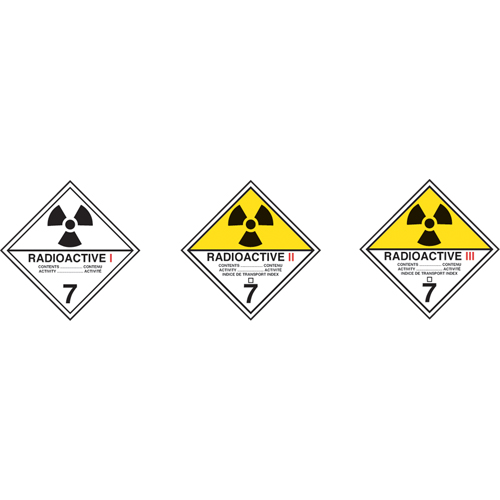 TDG Shipping Labels, Class 7, Radioactive I, Vinyl Fastek
