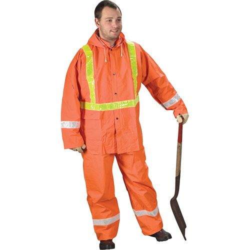 Tornado Traffic Rain Suit, PVC, Small, High Visibility Orange Fastek