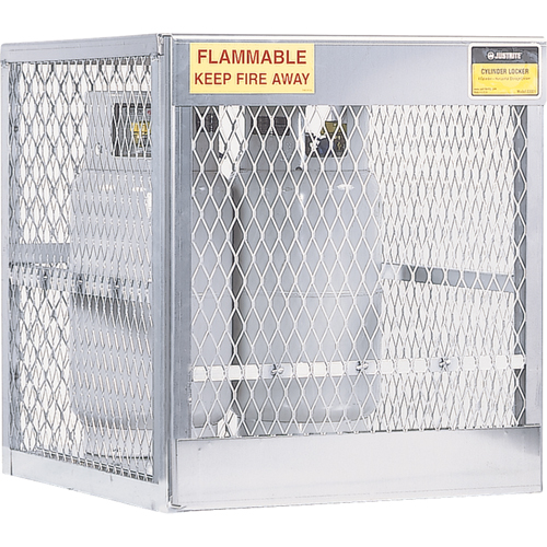 Aluminum LPG Cylinder Locker Storage, 4 Cylinder Capacity, 30" W x 32" D x 33-1/2" H, Silver Fastek