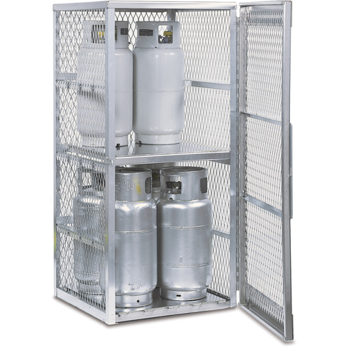 Aluminum LPG Cylinder Locker Storage, 8 Cylinder Capacity, 30" W x 32" D x 65" H, Silver Fastek