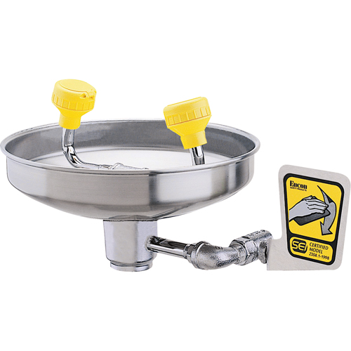 Douche oculaire avec t&ecirc;tes en polyac&eacute;tal, Installation Montage mural, Bol Acier inoxydable Fastek