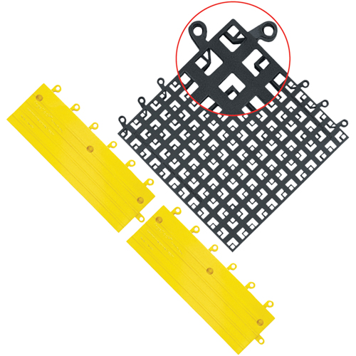 ErgoDeck&reg; Mat No. 560, PVC, 1-1/2' W x 1-1/2' L, 7/8" Thick, Black Fastek