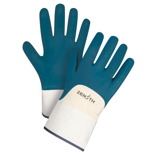 Heavyweight Safety Cuff Gloves, 10/X-Large, Nitrile Coating, Cotton Shell Fastek