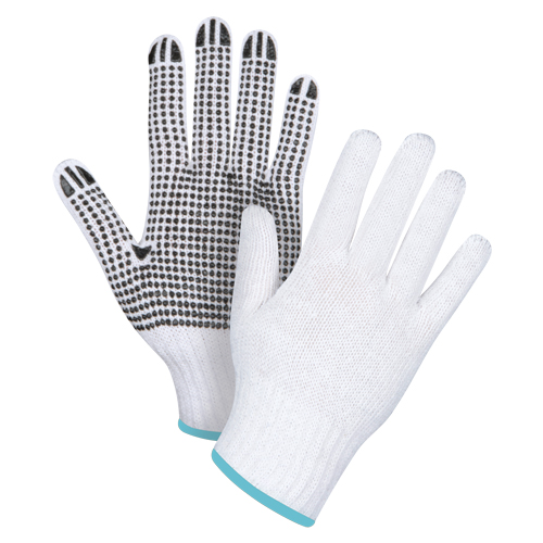 Gants tricot&eacute;s &agrave; pois, Poly/coton, Un c&ocirc;t&eacute;, Calibre 7, T-Grand Fastek