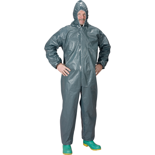 2.0 Mil CRFR Hooded Coveralls, Small, Grey, FR Treated Fabric Fastek