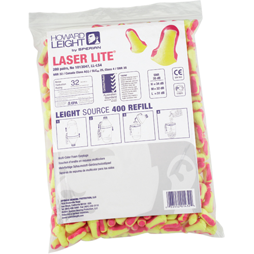 Howard Leight Laser Lite&reg; Single-Use Earplugs, Bulk - Polybag Fastek