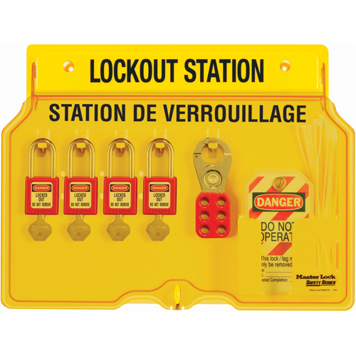 Station de verrouillage, Cadenas Thermoplastique, Capacit&eacute; de 4, Cadenas Compris Fastek