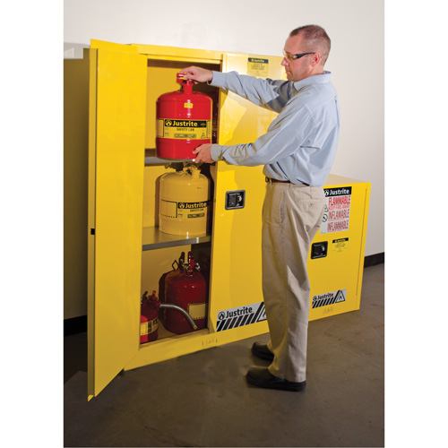 Sure-Grip&reg; Ex Flammable Storage Cabinets, 45 gal., 2 Door, 43" W x 65" H x 18" D Fastek