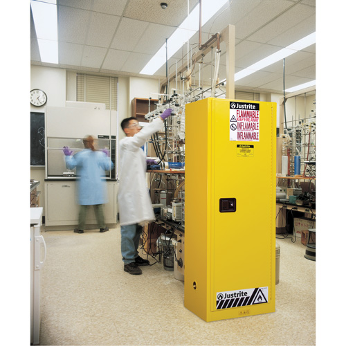 Sure-Grip&reg; EX Slimline Flammable Safety Cabinet, 22 gal., 1 Door, 23.25" W x 65" H x 18" D Fastek