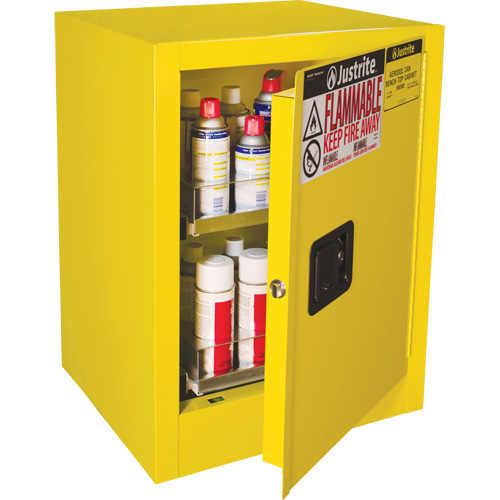 Sure-Grip&reg; EX Benchtop Flammable Safety Cabinet, 24 gal., 1 Door, 21" W x 27" H x 18" D Fastek