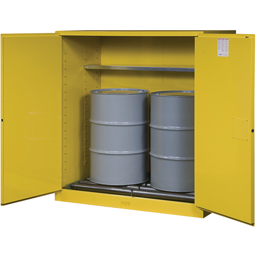 Sure-Grip&reg; EX Vertical Drum Storage Cabinets, 110 US gal. Cap., 2 Drums, Yellow Fastek