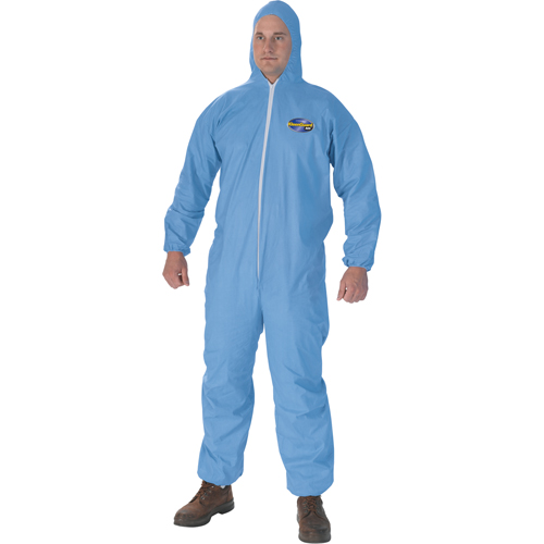 Kleenguard A65 Coveralls, Large, Blue, FR Treated Fabric Fastek