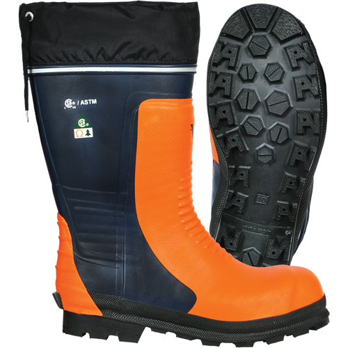 Bottes de s&eacute;curit&eacute; pour scie &agrave; chaîne Bushwhacker, Caoutchouc, Embout Acier, Pointure 6, Semelle R&eacute;sistant aux perforations Fastek