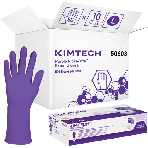 Gants d'examen Kimtech, Grand, Nitrile, 6 mils, Sans poudre, Mauve, Classe 2 Fastek