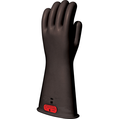 Black Natural Rubber Insulating Gloves, ASTM Class 0, Size 8, 14" L Fastek