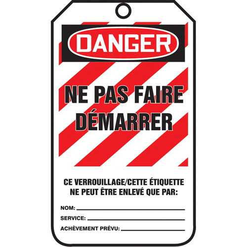 &eacute;tiquettes de verrouillage, Papier cartonn&eacute;, 3-1/8" la x 5-7/8" h, Français Fastek