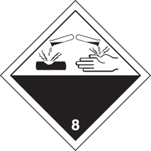 &eacute;tiquettes d'exp&eacute;dition TMD, Classe 8, Corrosifs, Vinyle Fastek