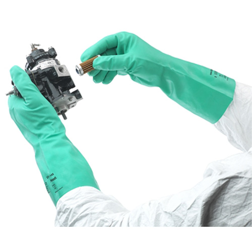Solvex&reg; 37-145 Gloves, Size Medium/8, 13" L, Nitrile, 11-mil Fastek