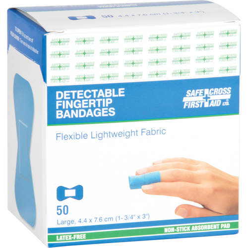 Bandages, Fingertip, 3", Fabric Metal Detectable, Sterile Fastek