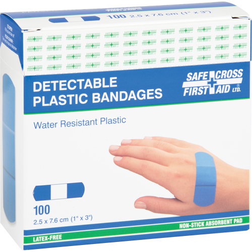 Bandages, Rectangular/Square, 3", Plastic Metal Detectable, Sterile Fastek
