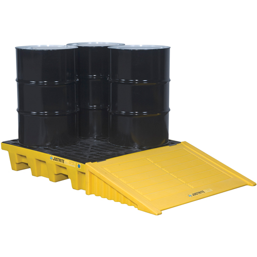 EcoPolyBlend Spill Control Pallets - With Drain, 73 US gal. Spill Capacity, 49" x 49" x 10.2" Fastek