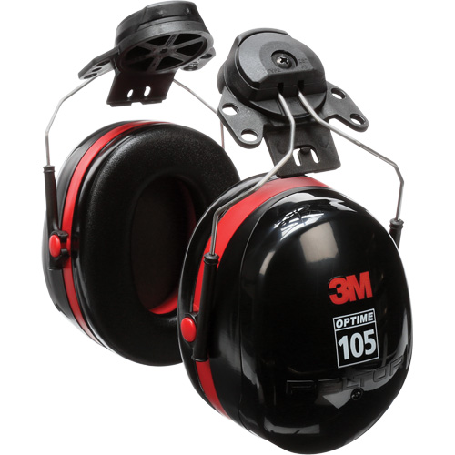 Peltor Optime 105 Series Earmuffs, Cap Mount, 27 NRR dB Fastek