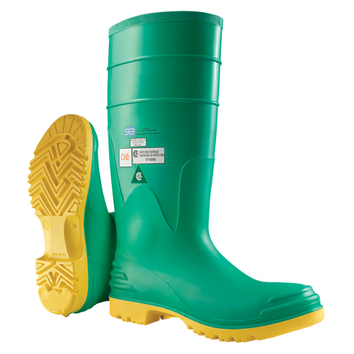 Bottes aux genoux Hazmax 16", PVC, Embout Acier, Pointure 14, Semelle R&eacute;sistant aux perforations Fastek
