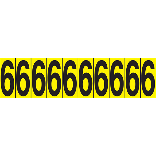 Individual Adhesive Number Markers, 6, 1-15/16" H, Black on Yellow Fastek
