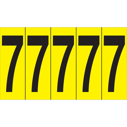Individual Adhesive Number Markers, 7, 3-7/8" H, Black on Yellow Fastek