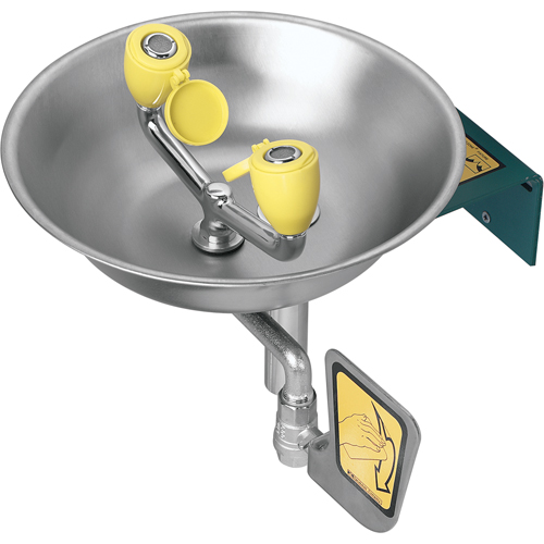 Poste de douche oculaire, Installation Montage mural, Bol Acier inoxydable Fastek