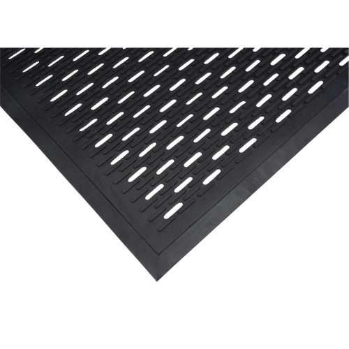 Tapis &agrave; profil bas, Caoutchouc, Grattoir Type, Motif &agrave; fentes, 3' x 5', Noir Fastek