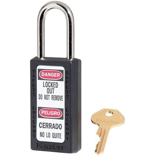 411 Zenex Safety Padlocks, Black, Keyed Alike, Thermoplastic, 1-1/2" Width Fastek