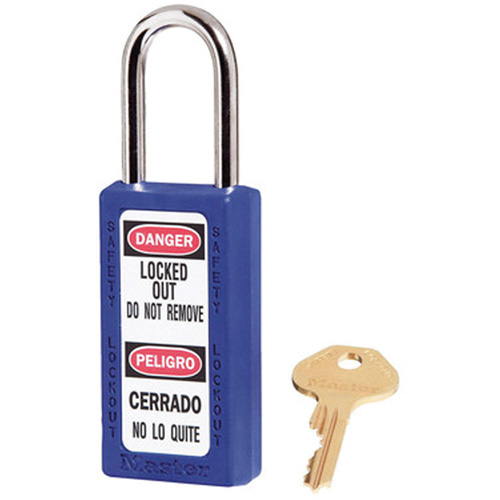 411 Zenex Safety Padlocks, Blue, Keyed Alike, Thermoplastic, 1-1/2" Width Fastek