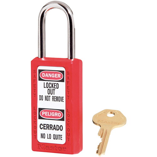 411 Zenex Safety Padlocks, Red, Keyed Alike, Thermoplastic, 1-1/2" Width Fastek